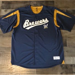 Dynasty Milwaukee Brewers Embroidered Button-Up Jersey Shirt